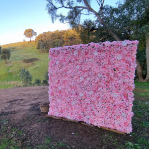 plush pink flower wall hire melbourne