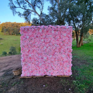 plush pink flower wall hire melbourne